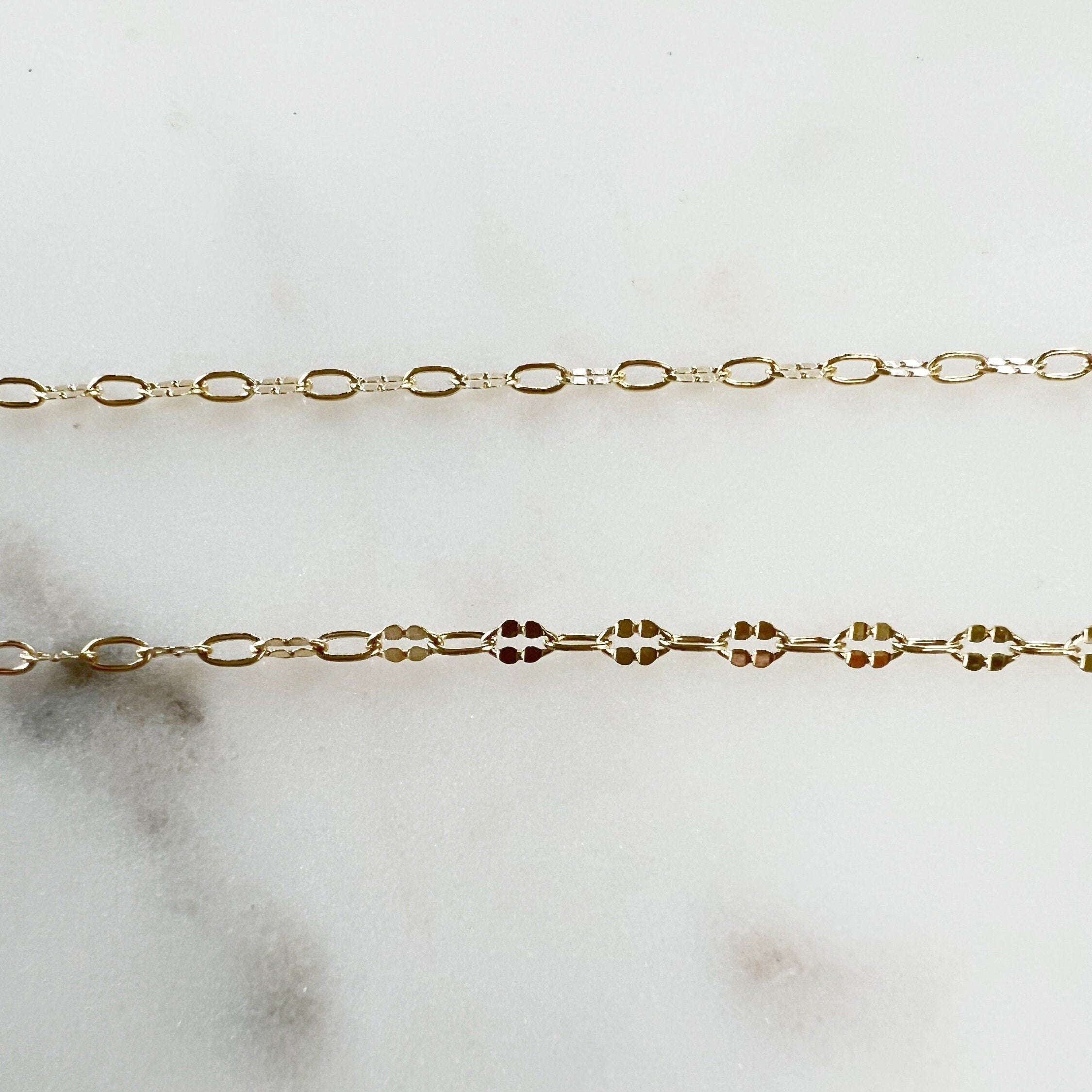 4mmx2.2mm 14K Gold Filled Fancy Dapped Cable Drawn Link – Sold by the Foot