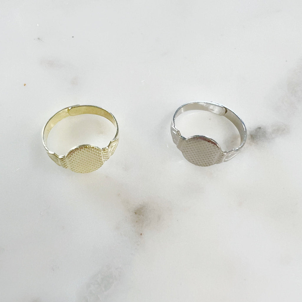 Base Metal Adjustable Glue on Ring Base Nickel Silver Gold (5pc)
