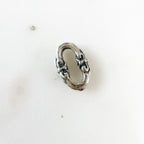 13mmx5mm Sterling Silver Thick Oval Fleur De Lis Design Connector Open Circle