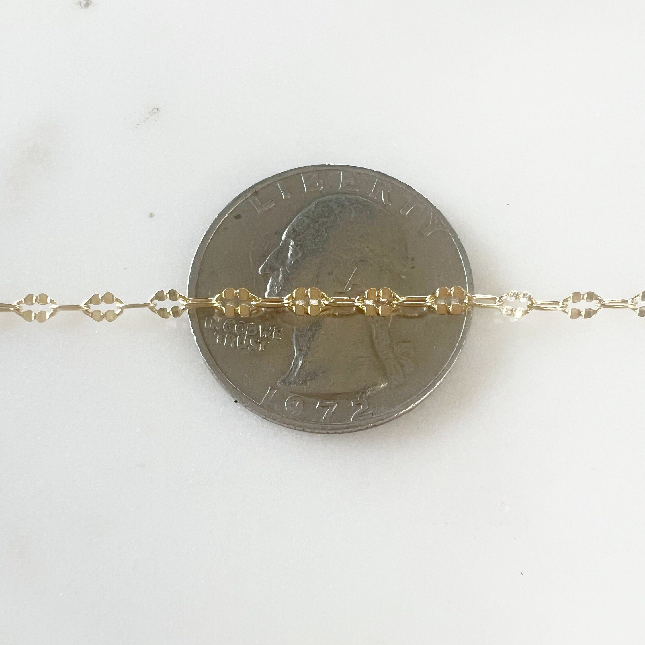 4mmx2.2mm 14K Gold Filled Fancy Dapped Cable Drawn Link – Sold by the Foot