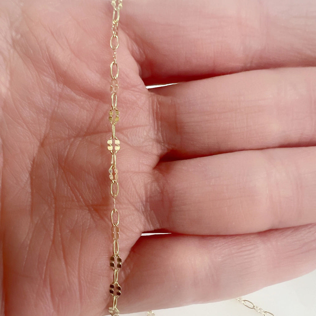 4mmx2.2mm 14K Gold Filled Fancy Dapped Cable Drawn Link – Sold by the Foot