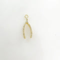 Gold Plated Narrow Wishbone Luck Charm Lucky Charm with CZ Pendant