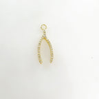 Gold Plated Narrow Wishbone Luck Charm Lucky Charm with CZ Pendant