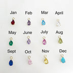 Gold Plated Dainty Birthstone Teardrop CZ Charm Cubic Zirconia Drop