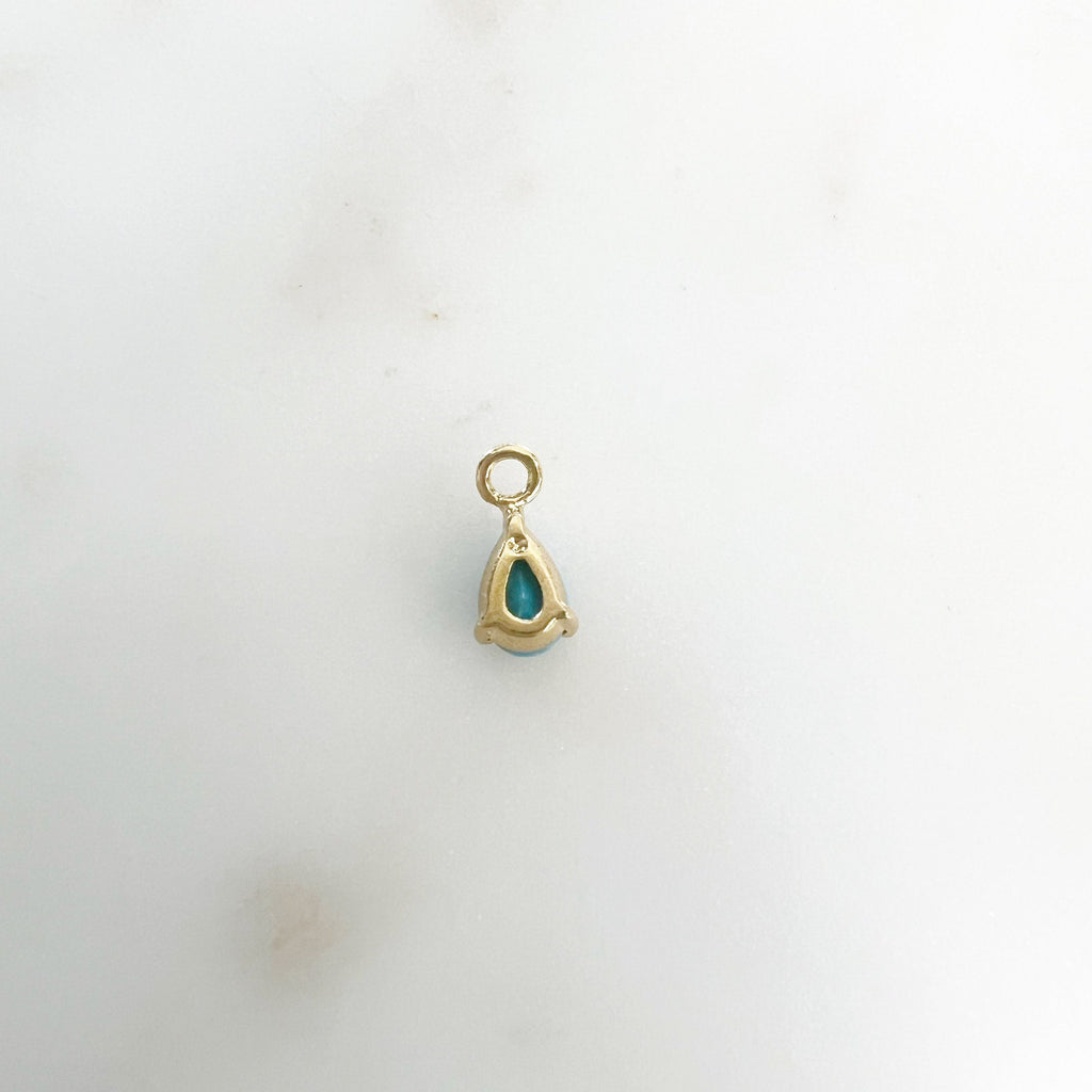 Gold Plated Dainty Birthstone Teardrop CZ Charm Cubic Zirconia Drop