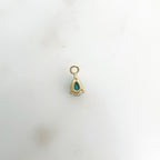 Gold Plated Dainty Birthstone Teardrop CZ Charm Cubic Zirconia Drop