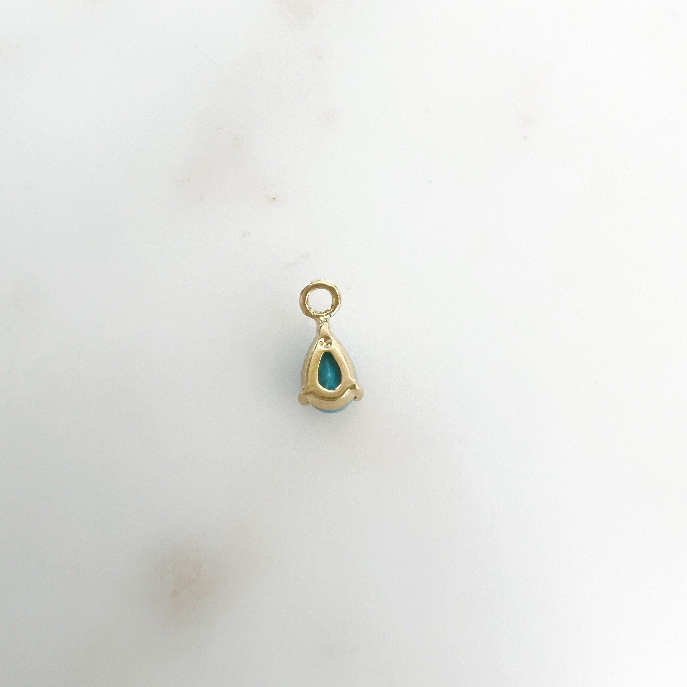 Gold Plated Dainty Birthstone Teardrop CZ Charm Cubic Zirconia Drop