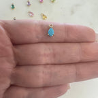 Gold Plated Dainty Birthstone Teardrop CZ Charm Cubic Zirconia Drop