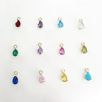 Gold Plated Dainty Birthstone Teardrop CZ Charm Cubic Zirconia Drop