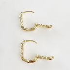Gold Plated Textured Hammered Rounded Square Hoops Semi Thick (2pc)