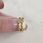 Gold Plated Textured Hammered Rounded Square Hoops Semi Thick (2pc)