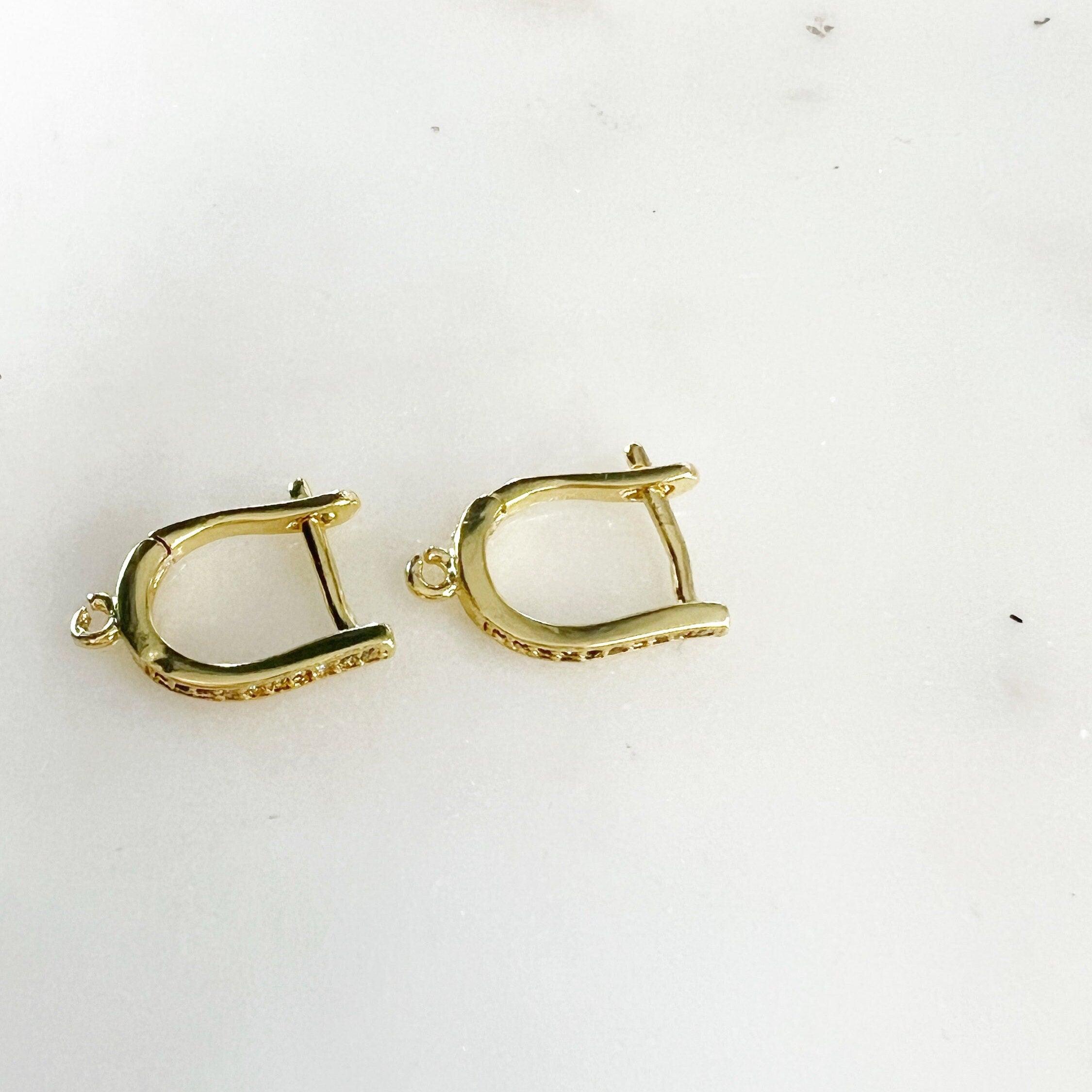 Gold Plated Dainty Shimmering Cubic Zirconia Pave Hoop Earrings (2pc)