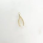Gold Plated Narrow Wishbone Luck Charm Lucky Charm with CZ Pendant