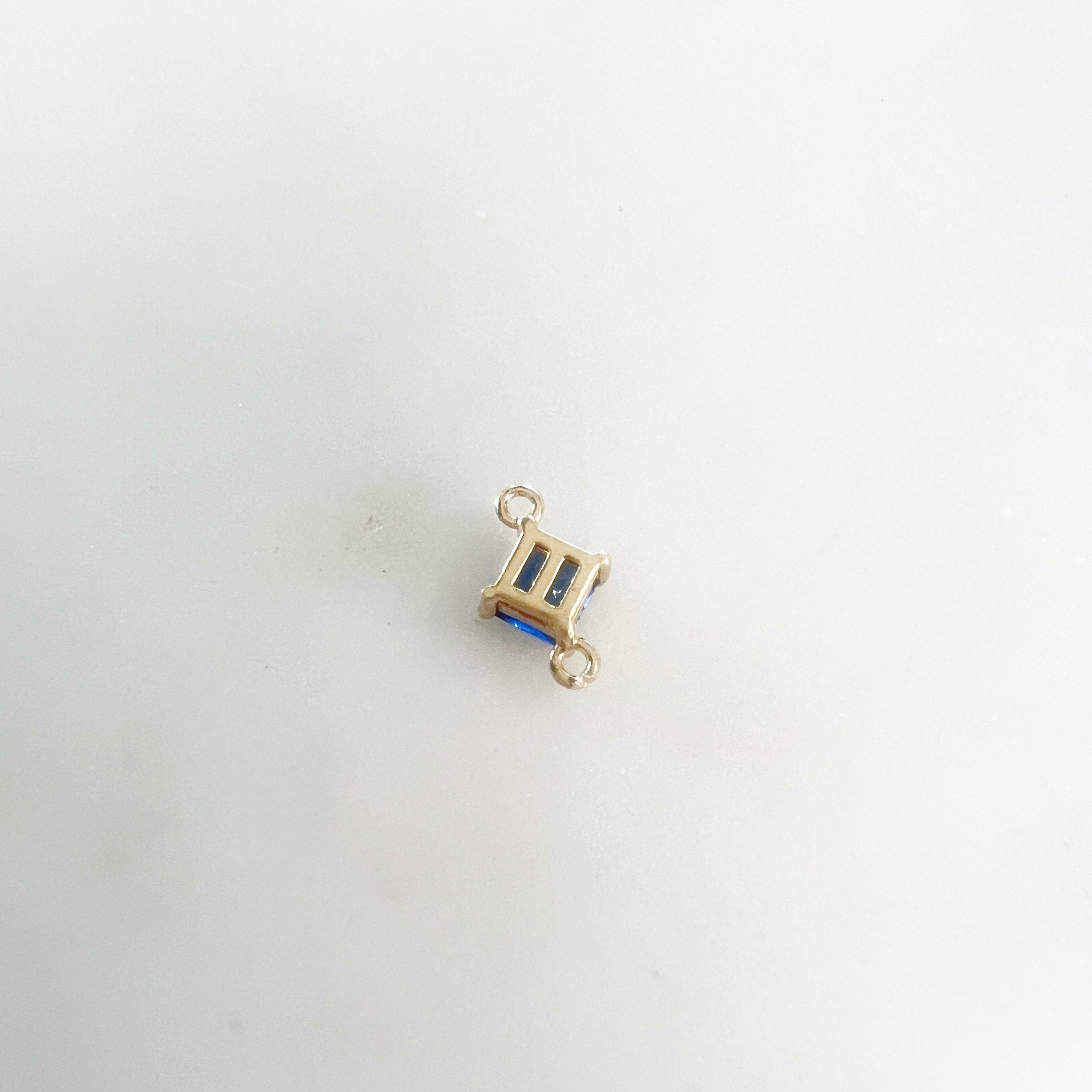Gold Plated Colored CZ Connector Charm 2 Loop Cubic Zirconia