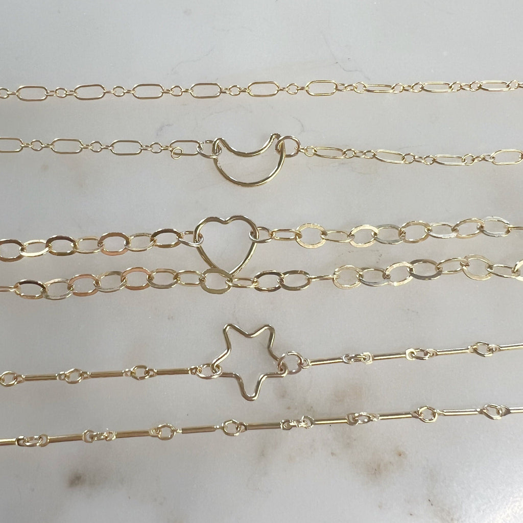 Sterling Silver or 14K Gold Filled Smooth Star Heart Moon Clover (2pc)