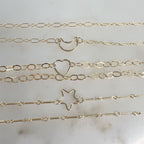 Sterling Silver or 14K Gold Filled Smooth Star Heart Moon Clover (2pc)