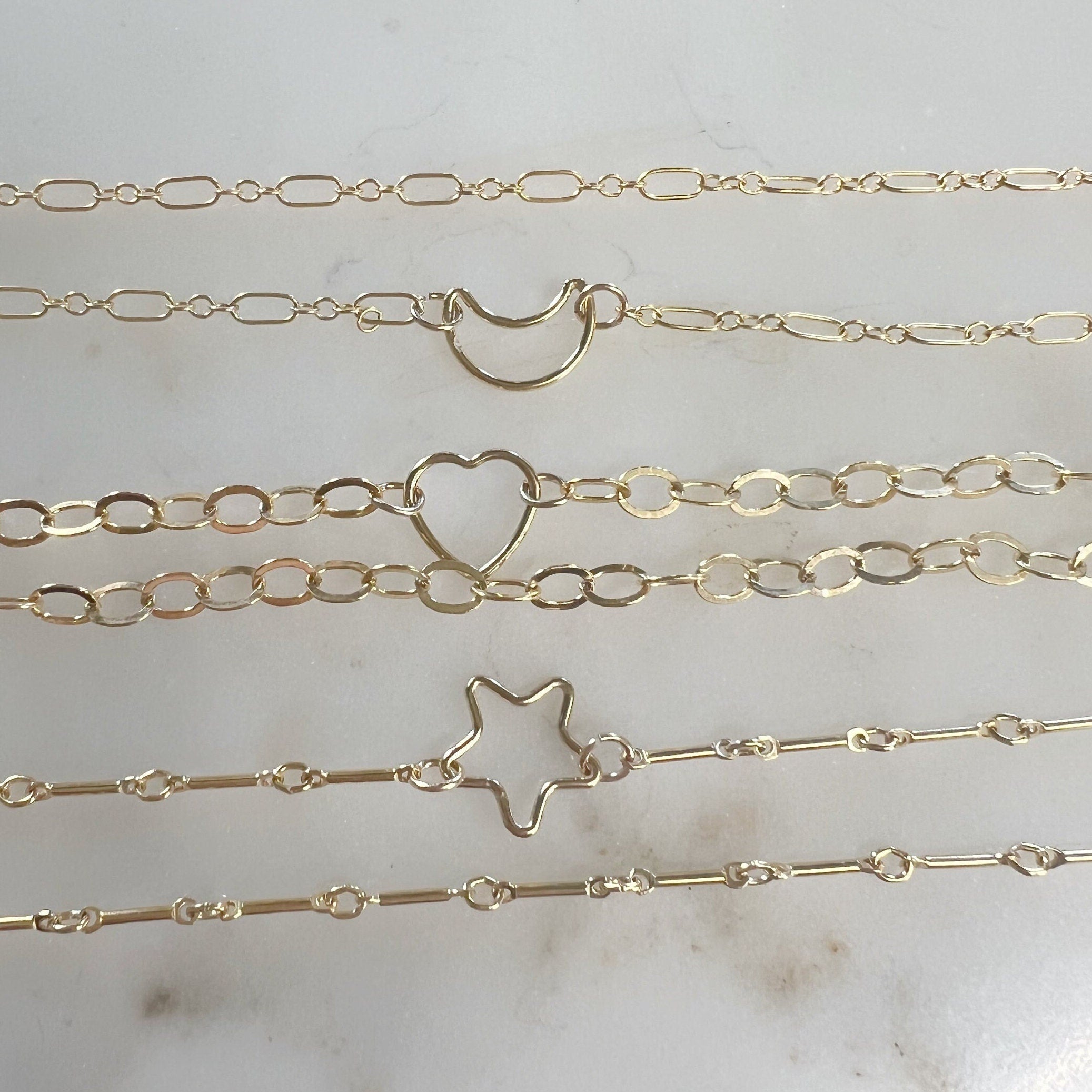 Sterling Silver or 14K Gold Filled Smooth Star Heart Moon Clover (2pc)