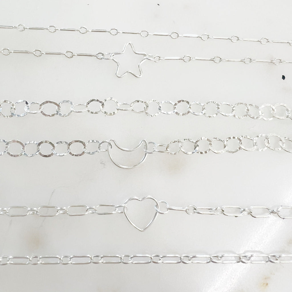 Sterling Silver or 14K Gold Filled Smooth Star Heart Moon Clover (2pc)