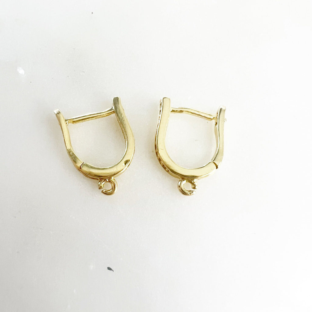 Gold Plated Dainty Shimmering Cubic Zirconia Pave Hoop Earrings (2pc)