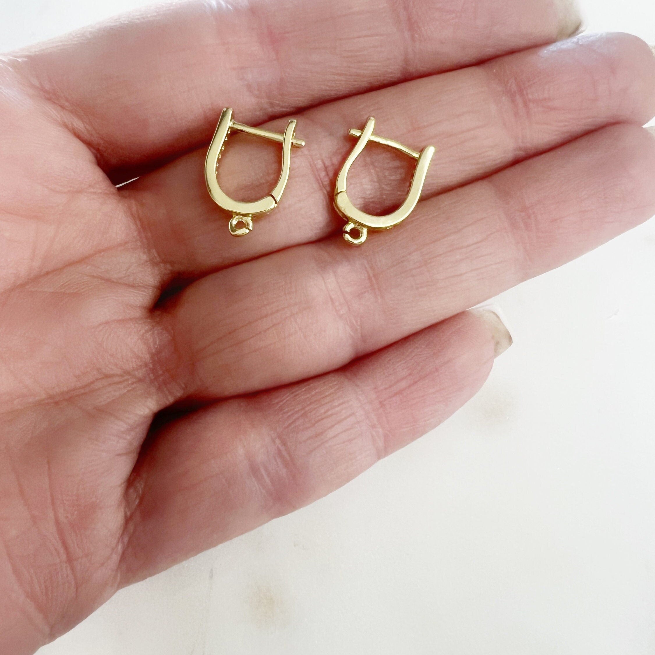 Gold Plated Dainty Shimmering Cubic Zirconia Pave Hoop Earrings (2pc)