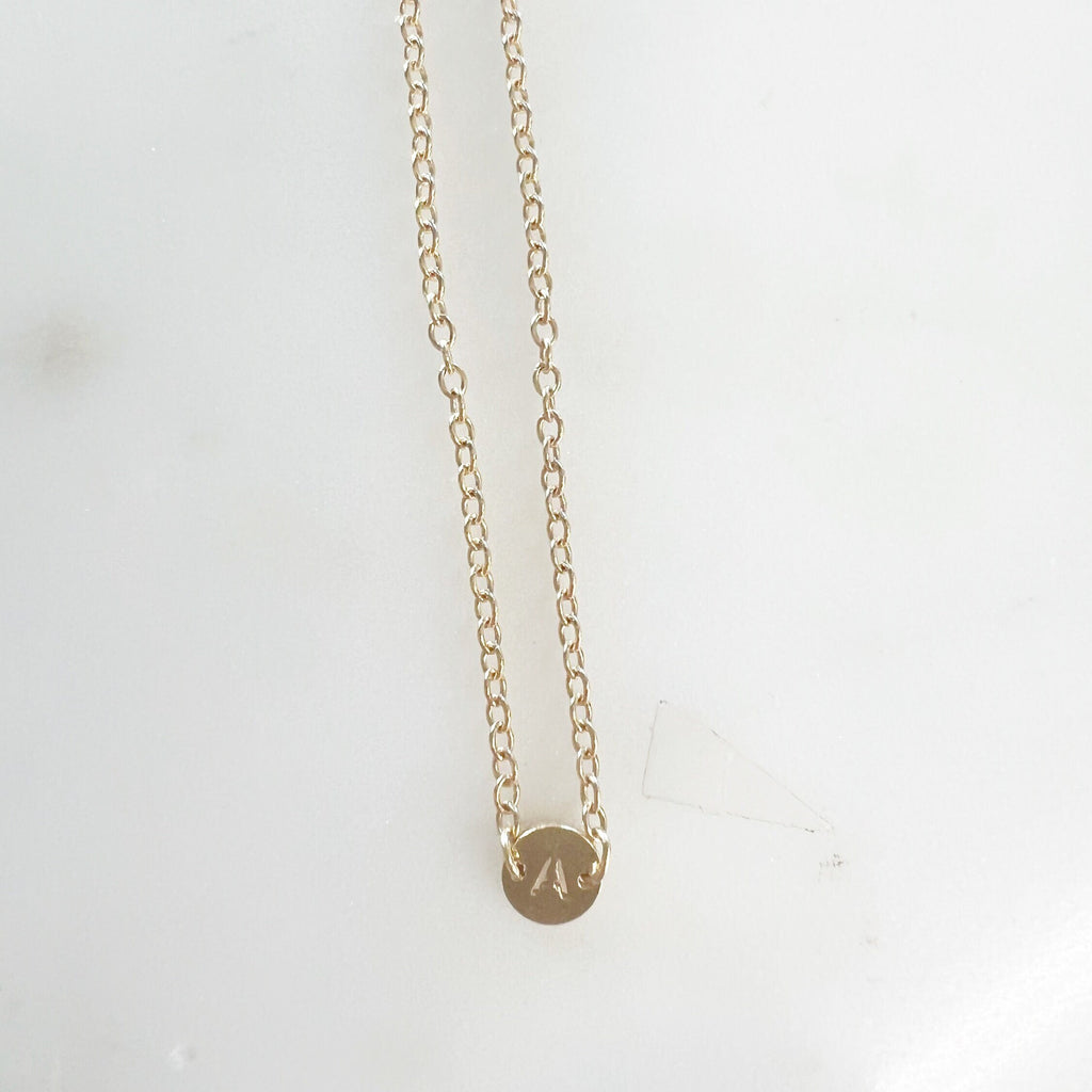 14K Gold Filled Initial Disc Connector 2 Hole Charm 6mm LetterTag Charm
