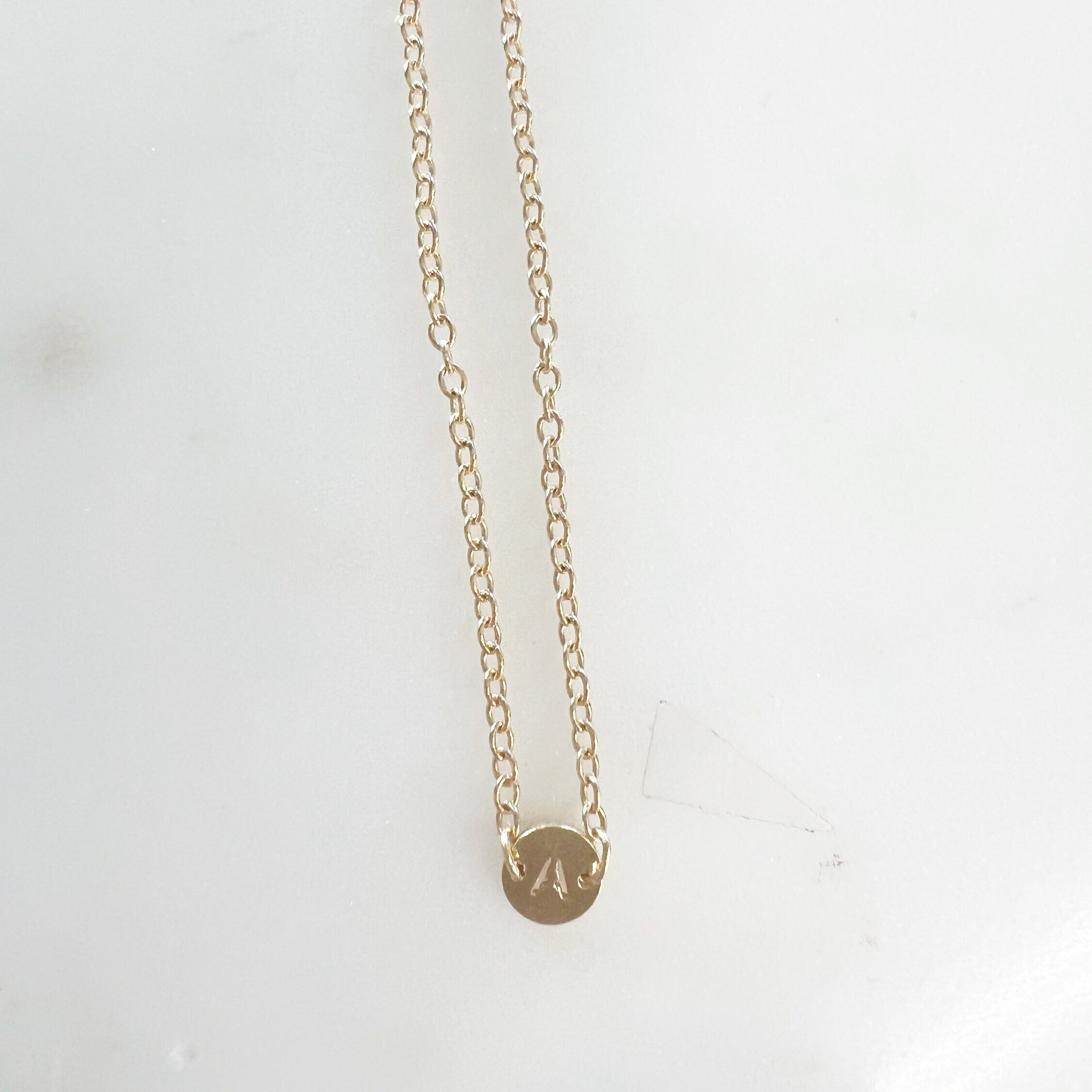 14K Gold Filled Initial Disc Connector 2 Hole Charm 6mm LetterTag Charm
