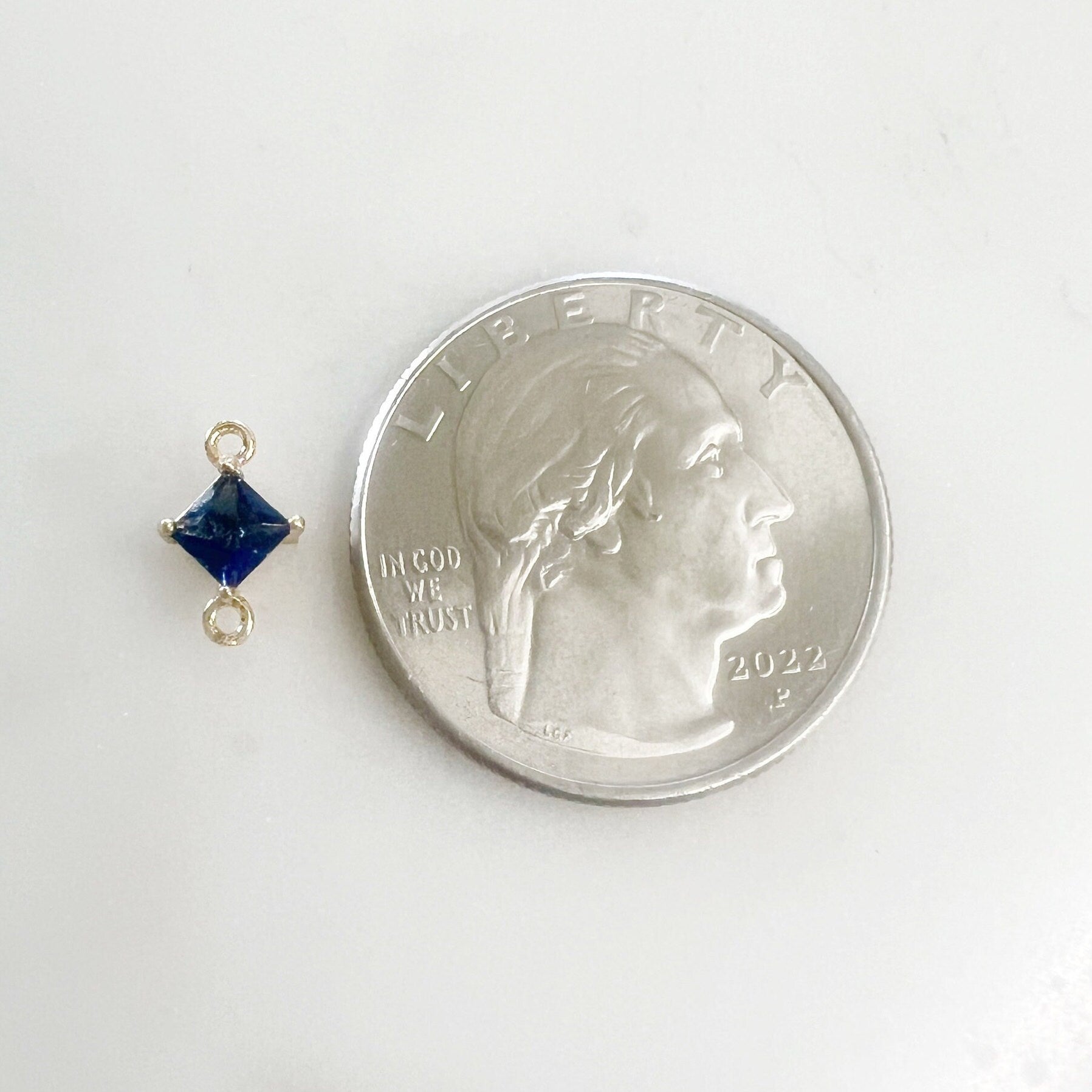 Gold Plated Colored CZ Connector Charm 2 Loop Cubic Zirconia