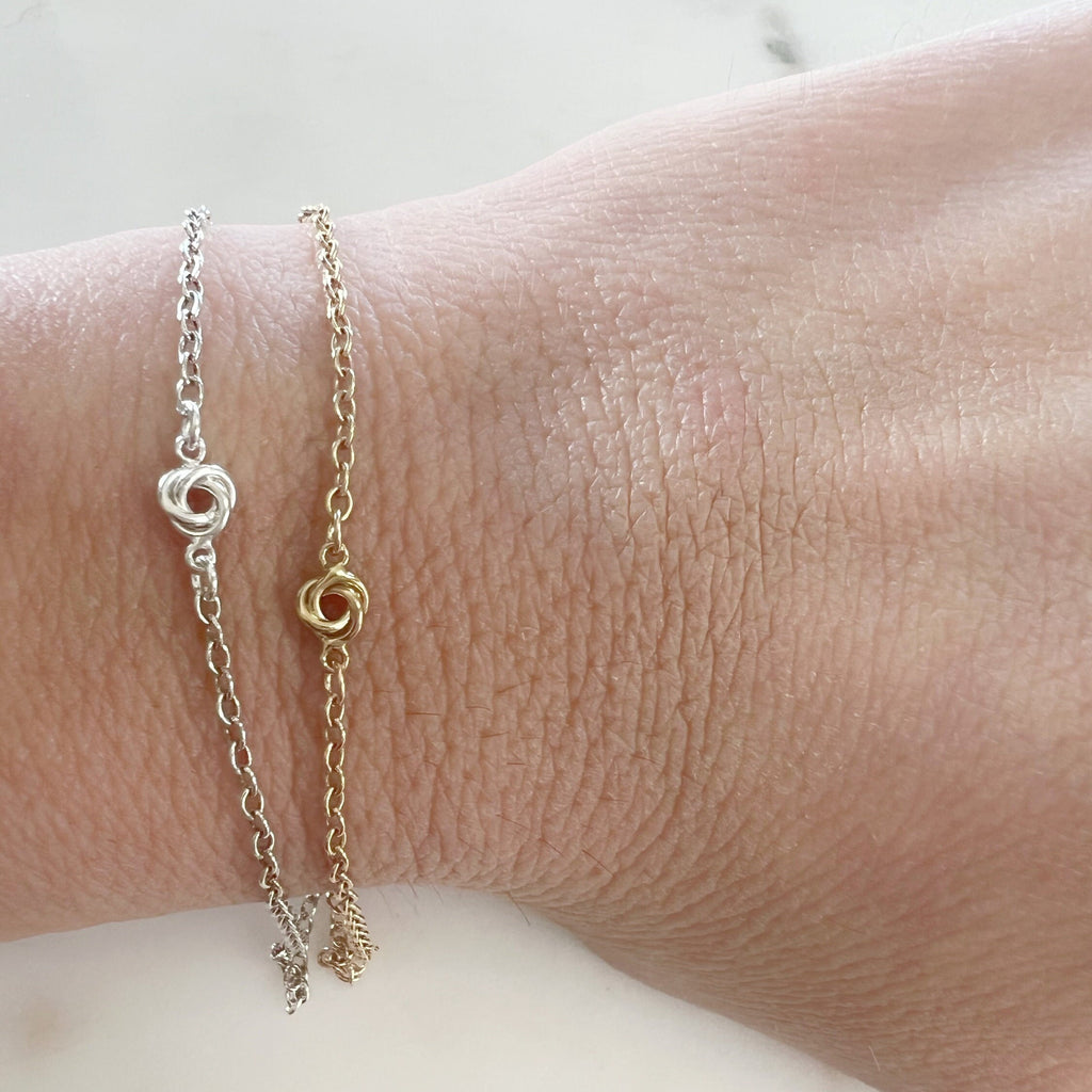 Sterling Silver or 14K Gold Filled Tiny Dainty Love Knot Connector Charm