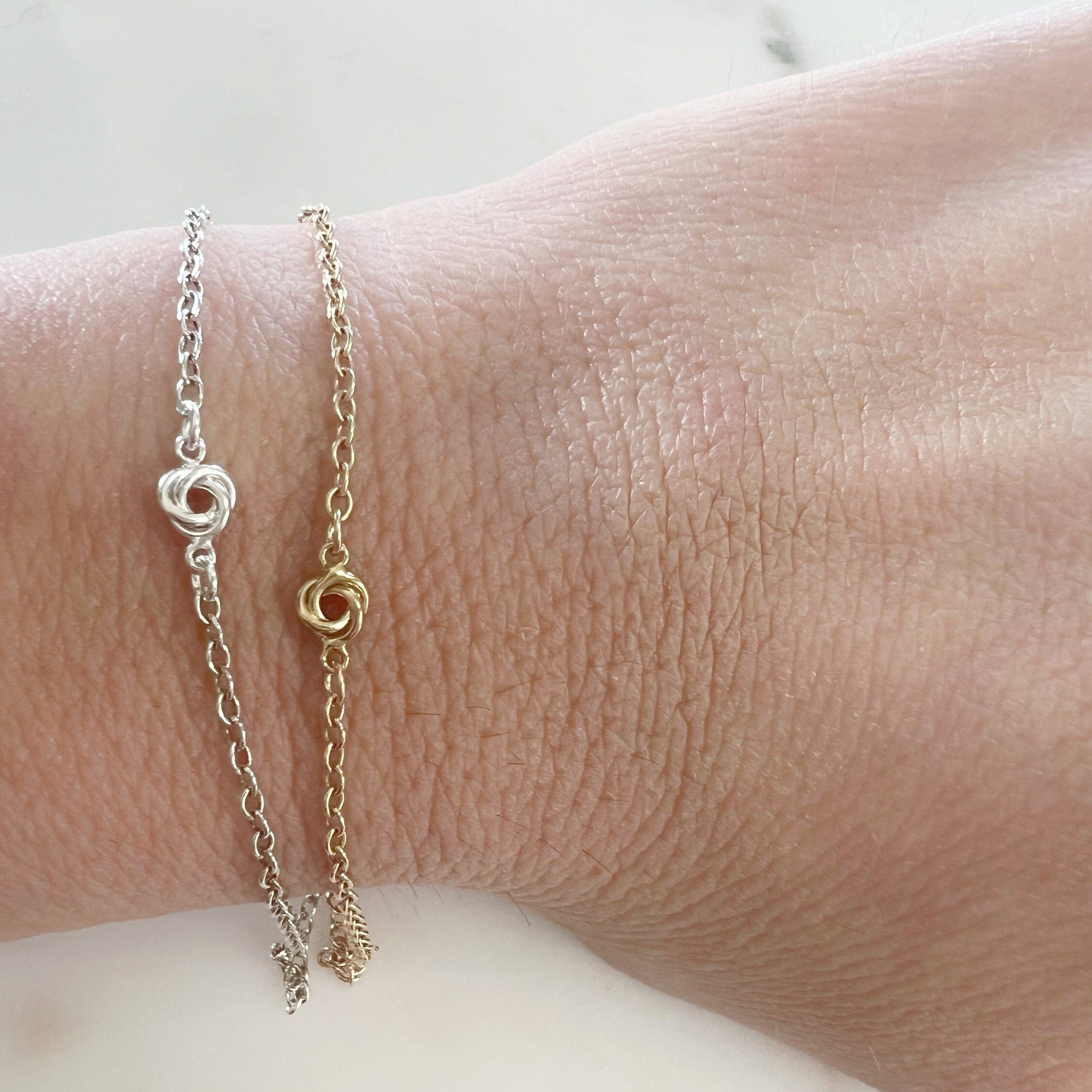 Sterling Silver or 14K Gold Filled Tiny Dainty Love Knot Connector Charm
