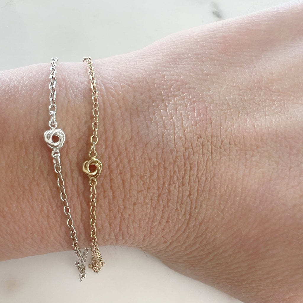 Sterling Silver or 14K Gold Filled Tiny Dainty Love Knot Connector Charm