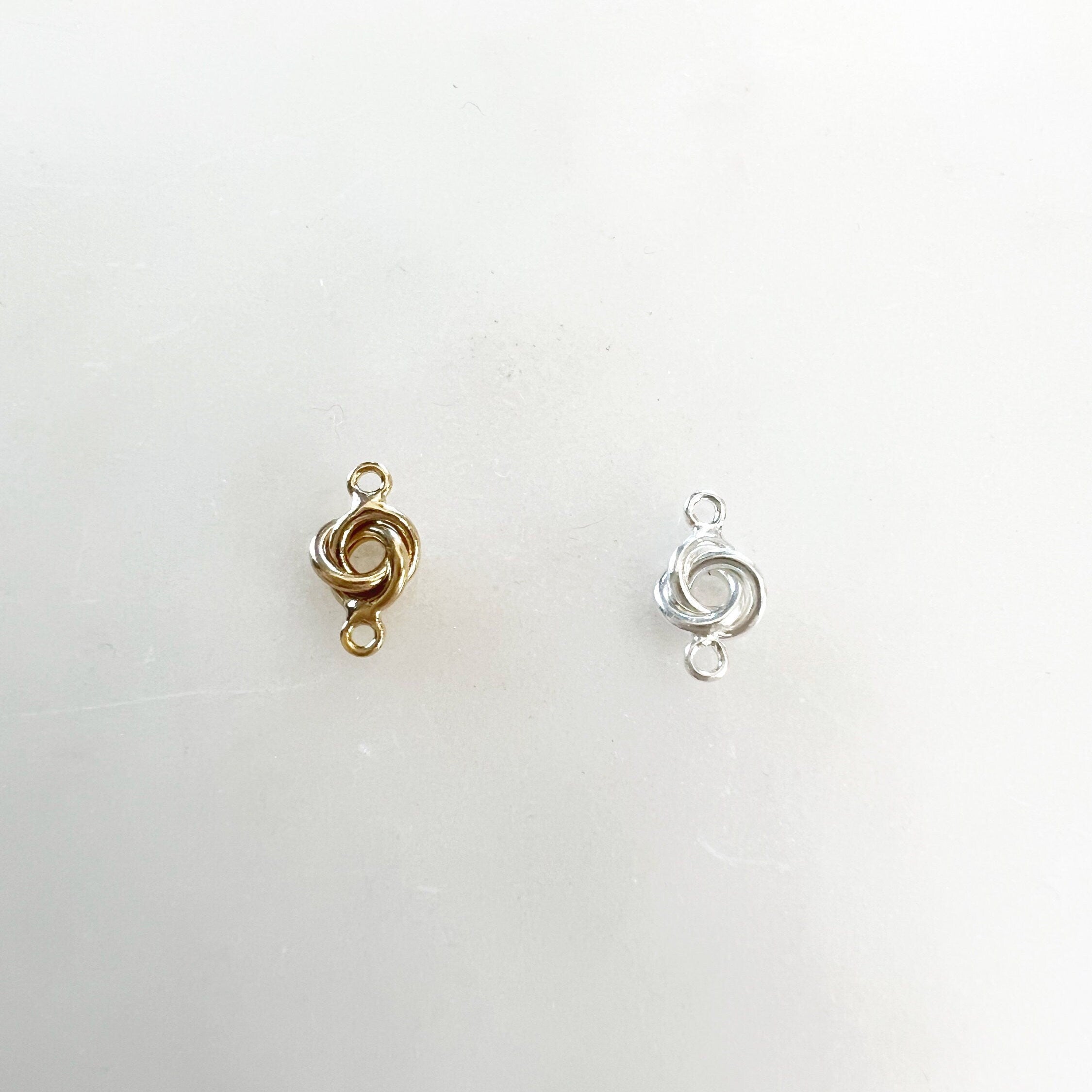 Sterling Silver or 14K Gold Filled Tiny Dainty Love Knot Connector Charm