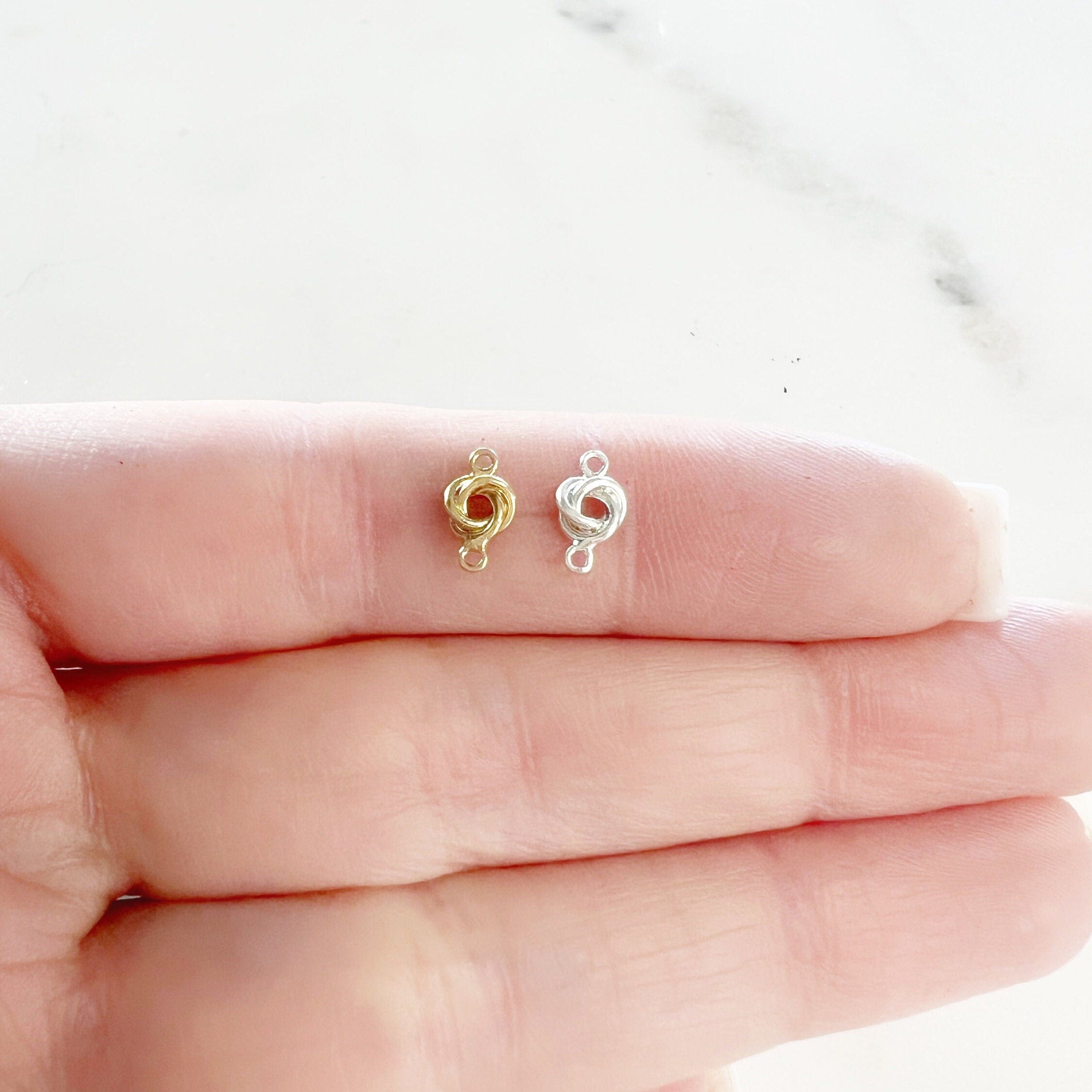 Sterling Silver or 14K Gold Filled Tiny Dainty Love Knot Connector Charm