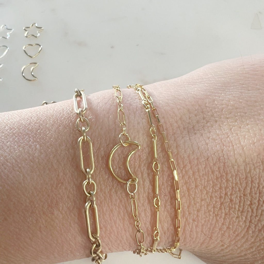 Sterling Silver or 14K Gold Filled Smooth Star Heart Moon Clover (2pc)