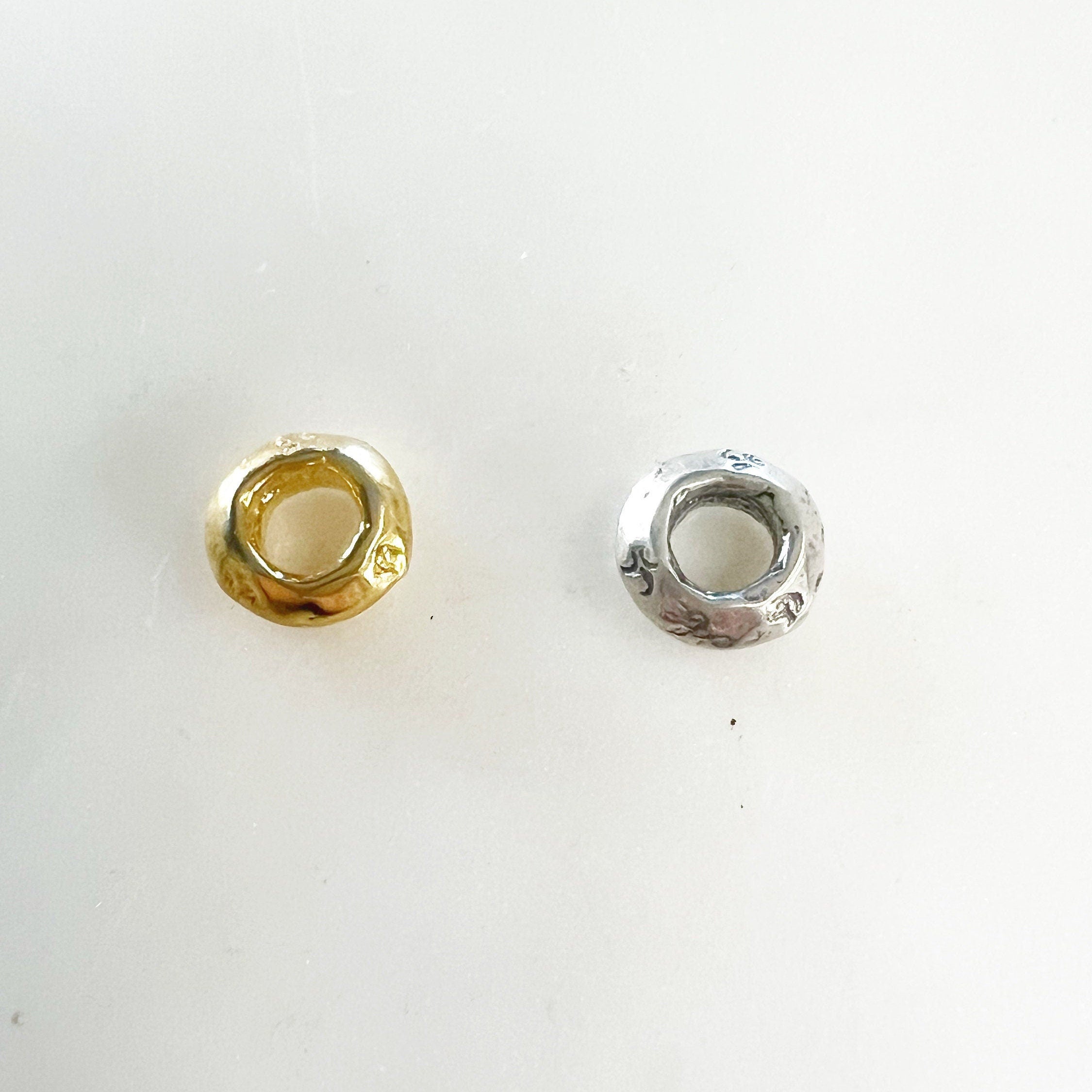 Sterling Silver or Vermeil Artisan Organic Shape with Small Detailing Thick