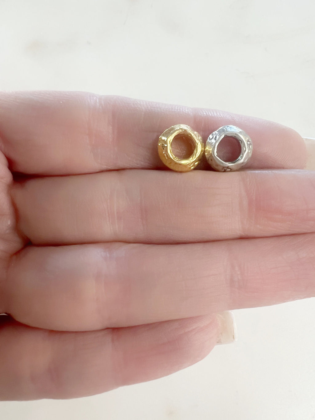 Sterling Silver or Vermeil Artisan Organic Shape with Small Detailing Thick