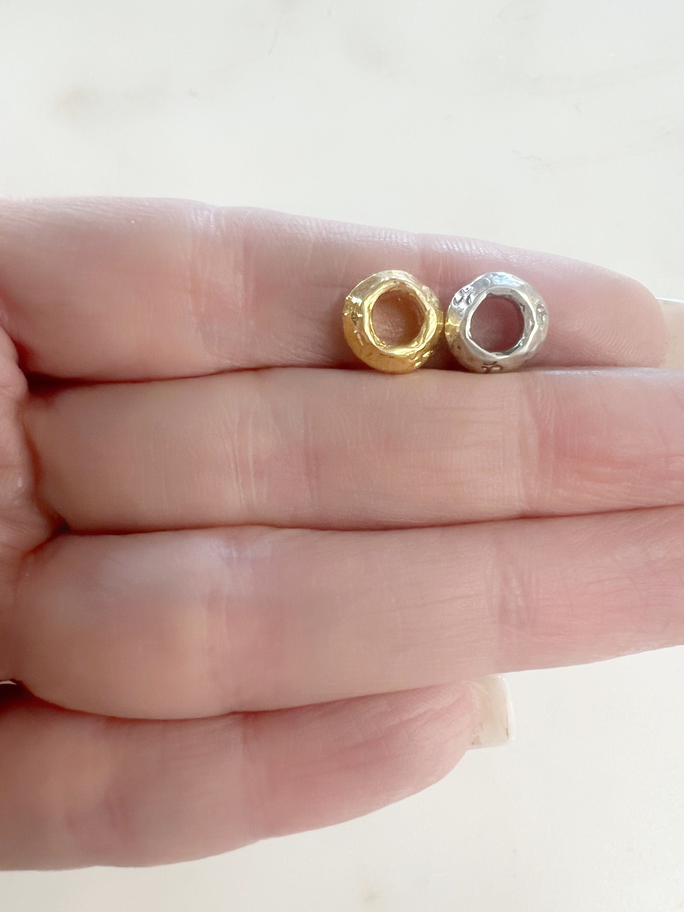 Sterling Silver or Vermeil Artisan Organic Shape with Small Detailing Thick