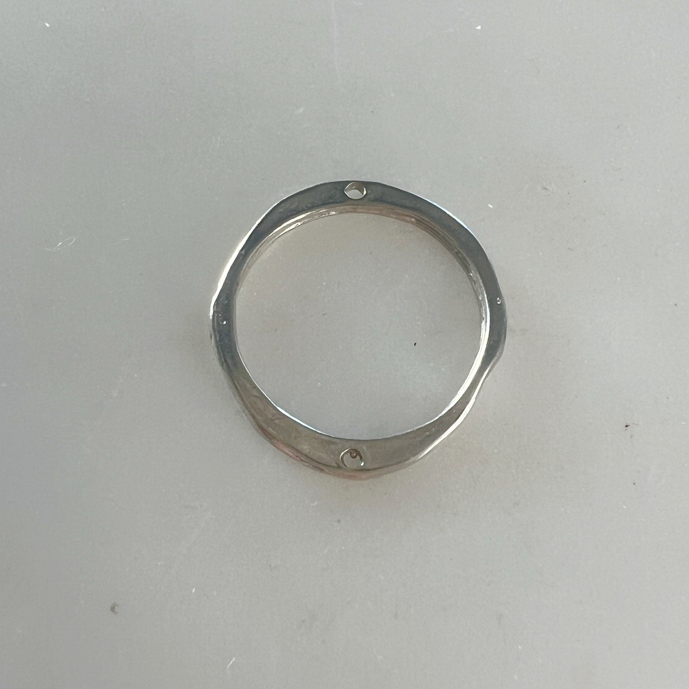 16mm Sterling Silver Medium Size Hammered Organic Open Circle Soldered