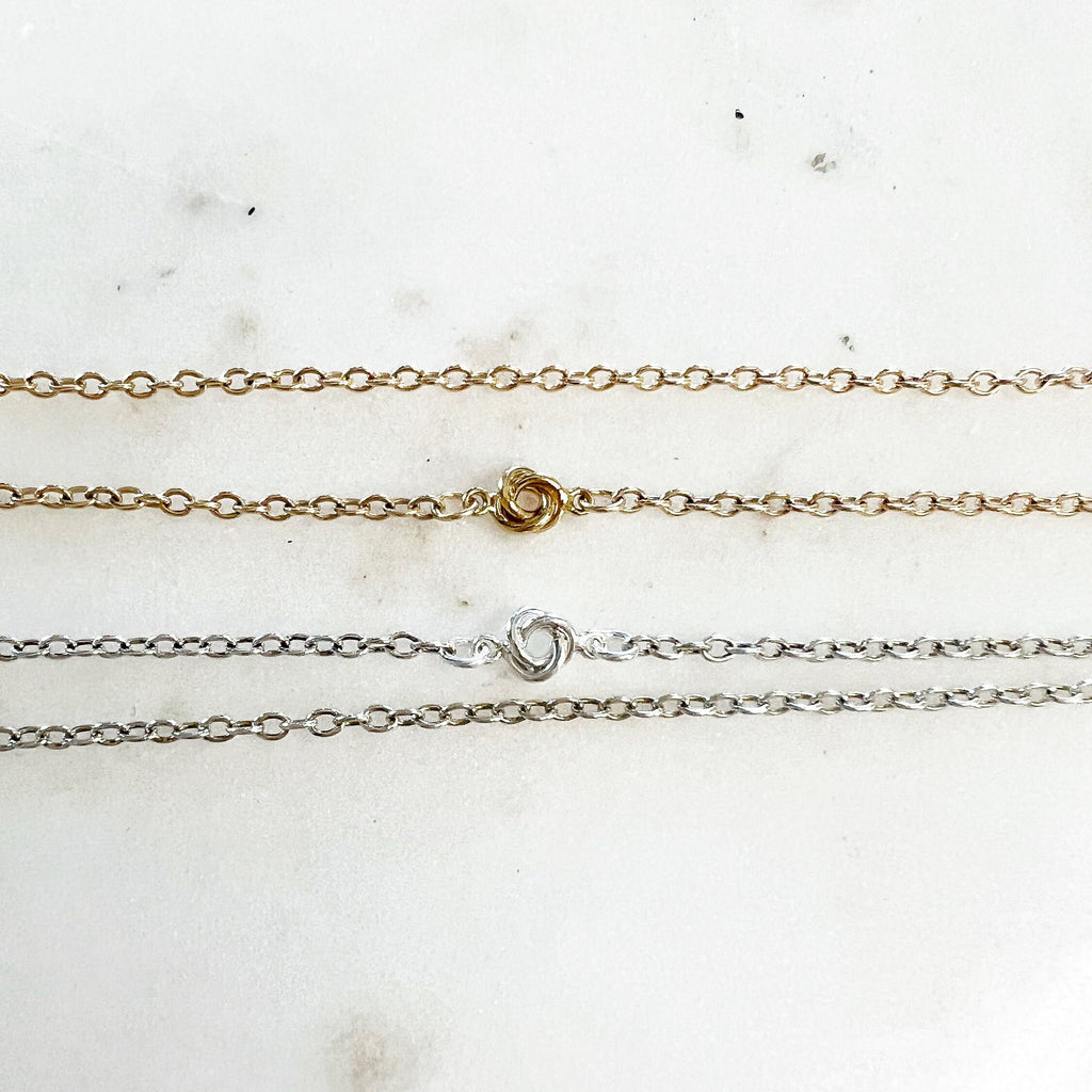 Sterling Silver or 14K Gold Filled Tiny Dainty Love Knot Connector Charm