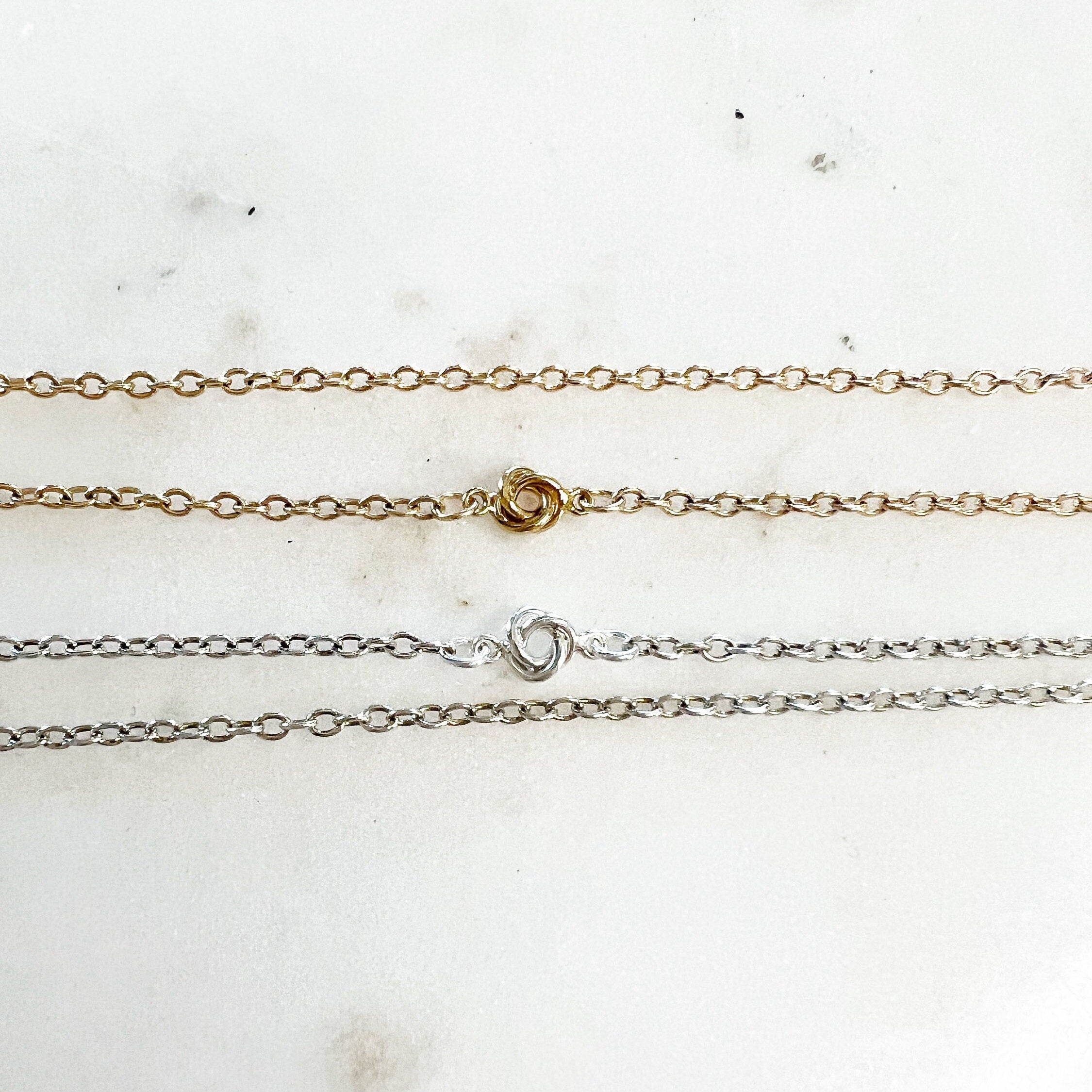Sterling Silver or 14K Gold Filled Tiny Dainty Love Knot Connector Charm