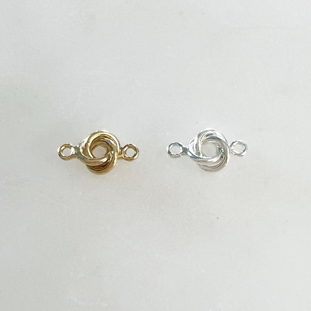 Sterling Silver or 14K Gold Filled Tiny Dainty Love Knot Connector Charm