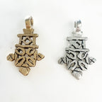 Pewter Detailed Cross Charm Antique Gold Antique Silver