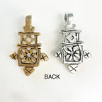 Pewter Detailed Cross Charm Antique Gold Antique Silver