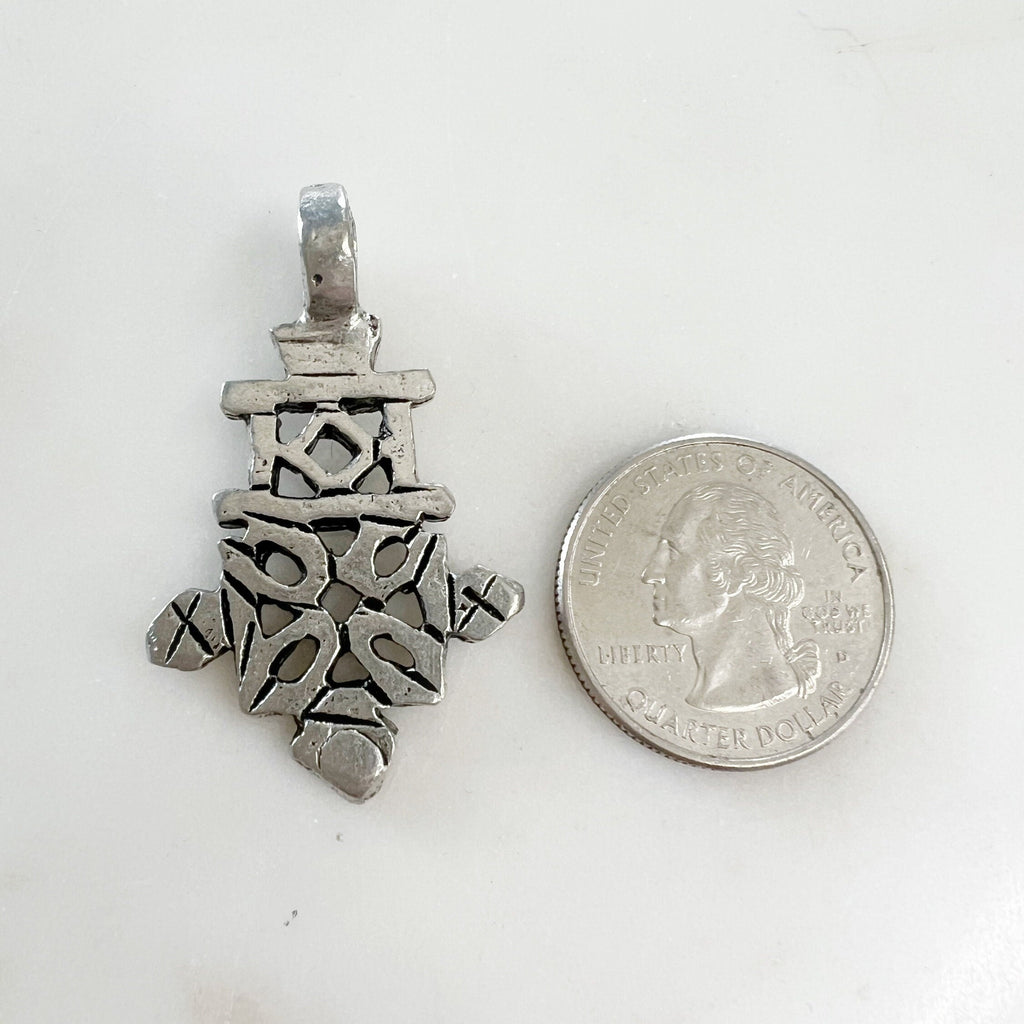 Pewter Detailed Cross Charm Antique Gold Antique Silver