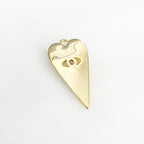 Gold Plated or Brass Long Heart Shape Evil Eye Pave CZ Protection Charm