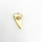 Gold Plated or Brass Long Heart Shape Evil Eye Pave CZ Protection Charm