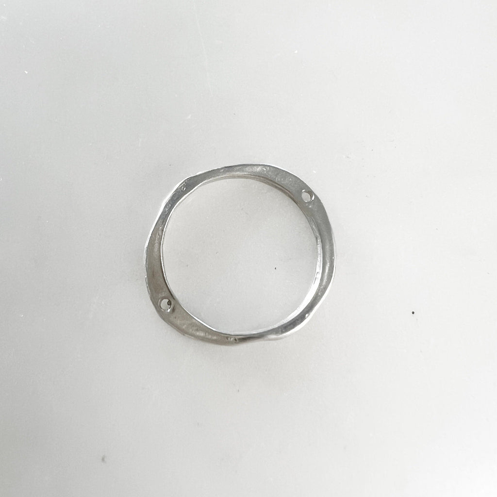 16mm Sterling Silver Medium Size Hammered Organic Open Circle Soldered