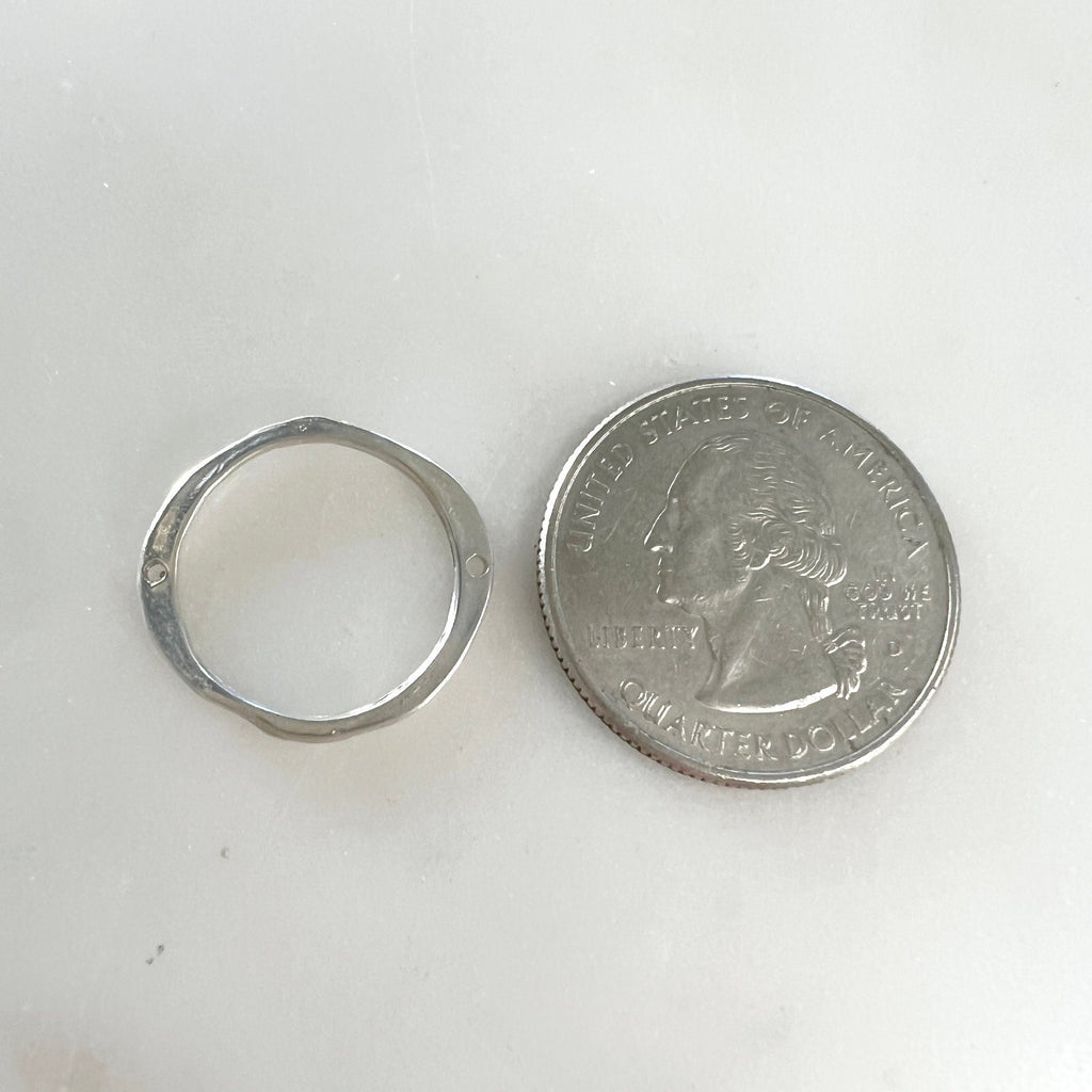 16mm Sterling Silver Medium Size Hammered Organic Open Circle Soldered
