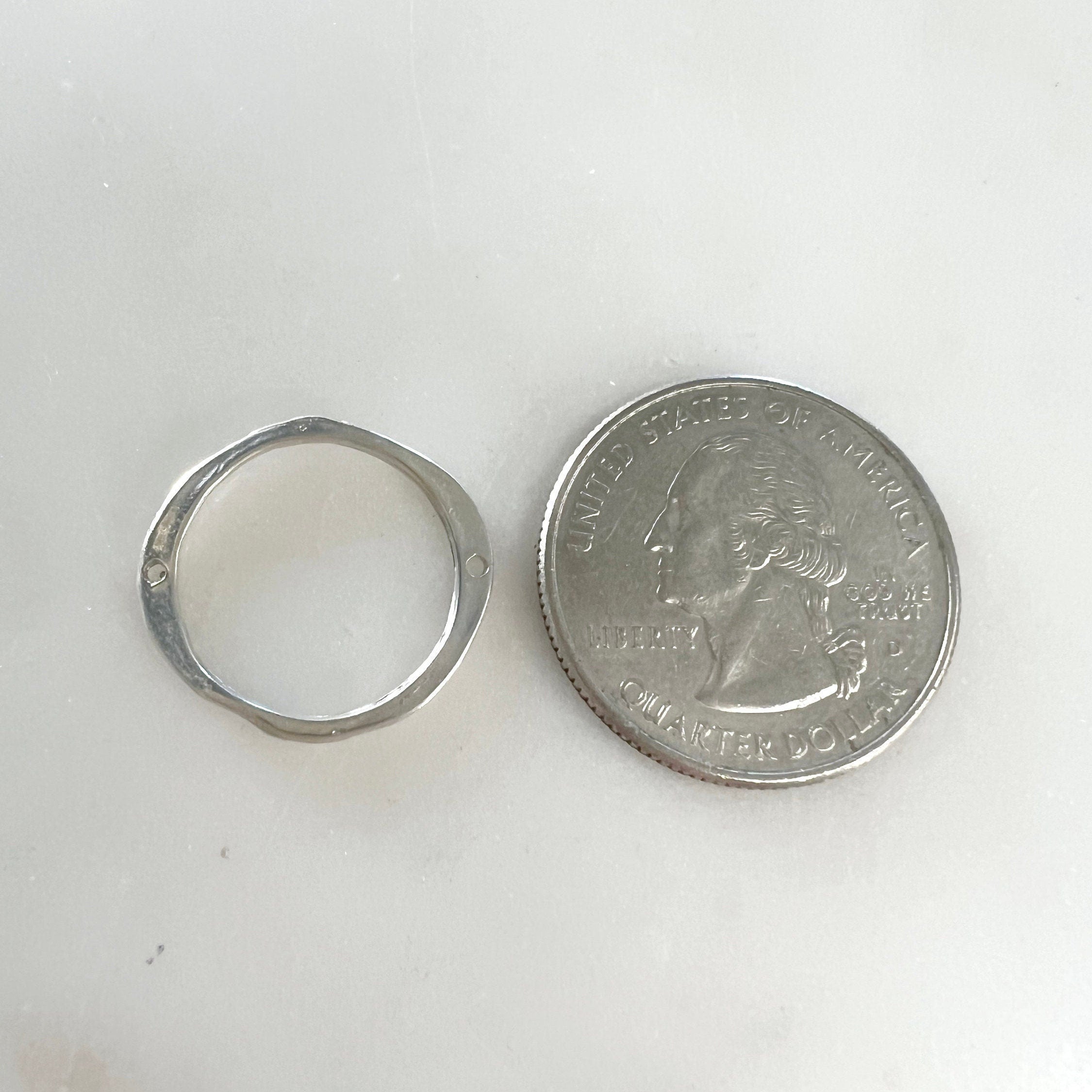 16mm Sterling Silver Medium Size Hammered Organic Open Circle Soldered