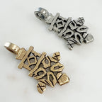 Pewter Detailed Cross Charm Antique Gold Antique Silver