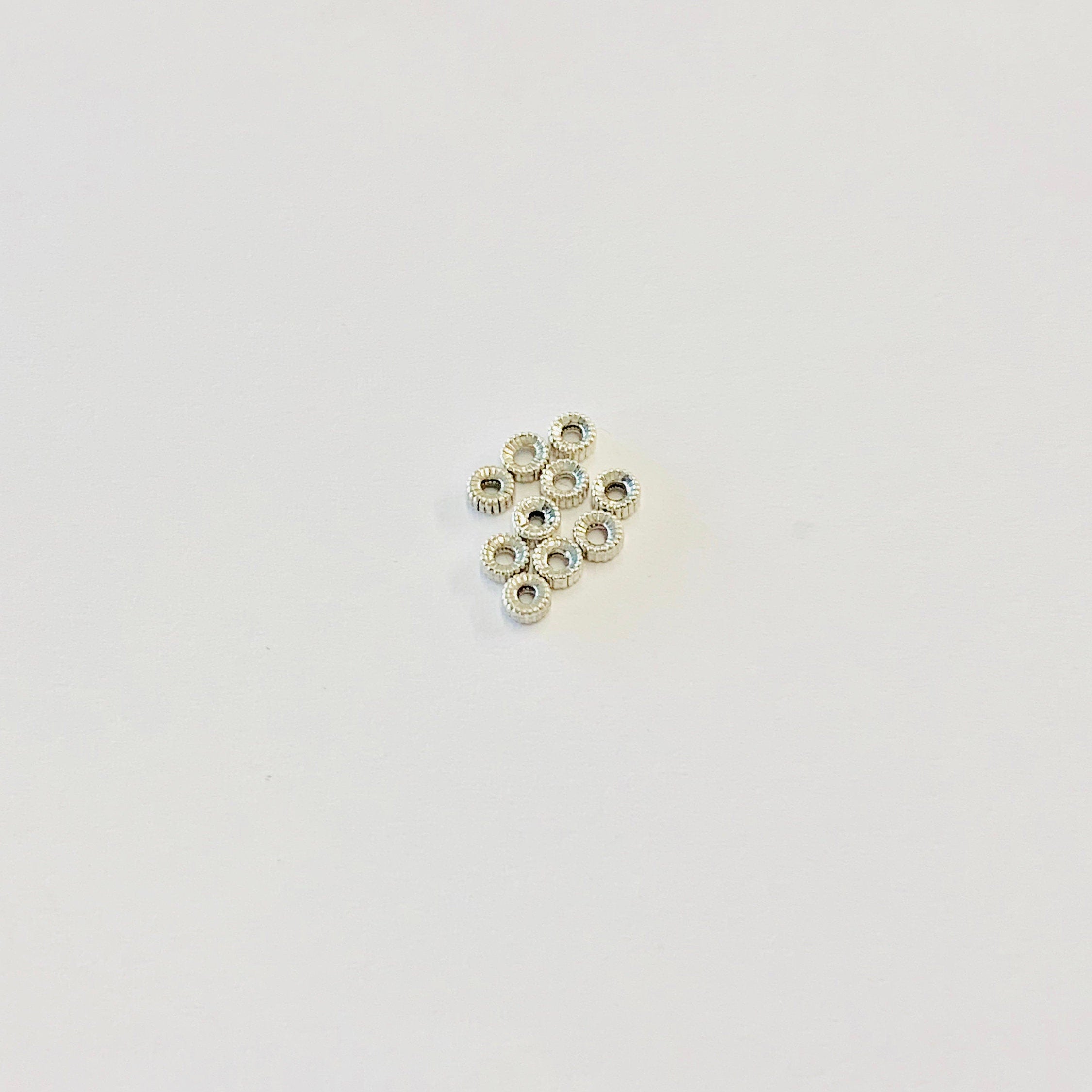 Sterling Silver 3mm Corrugated Seamless Pony Rondelle Spacer Beads (10pc)